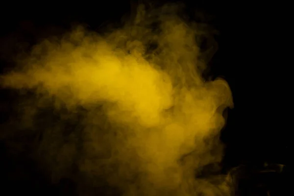 Κίτρινος Ατμός Μαύρο Φόντο Αντιγραφή Χώρου — Φωτογραφία Αρχείου