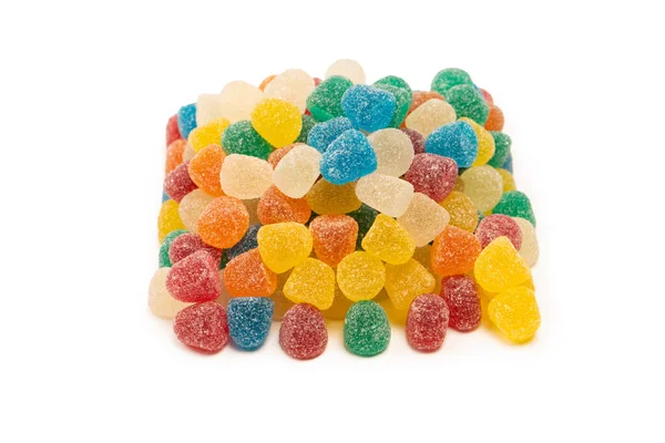 Diverse Kleurrijke Gummisnoepjes Geïsoleerd Een Witte Achtergrond Bovenaanzicht Jelly Snoepjes — Stockfoto