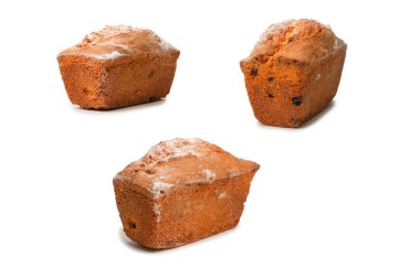 A cupcake with raisins isoalted on a white background. Muffin. 