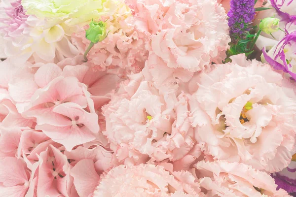 Buquê Flores Rosa Roxo Uma Caixa Rosa Isolada Fundo Branco — Fotografia de Stock