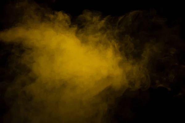 Sárga Gőz Fekete Háttérrel Fénymásolási Hely — Stock Fotó
