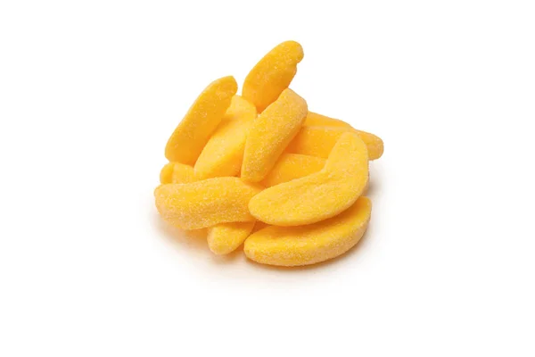 Soczyste Kolorowe Galaretki Słodycze Bananowe Izolowane Białym Cukierki Żelowe — Zdjęcie stockowe