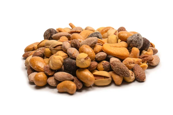Mix Tasty Salty Nuts Group Almonds Pistachios Walnuts Macadamia Cashews — Stock Photo, Image