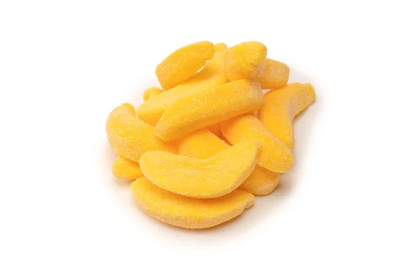 Soczyste Kolorowe Galaretki Słodycze Bananowe Izolowane Białym Cukierki Żelowe — Zdjęcie stockowe