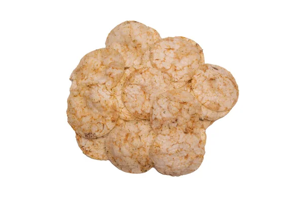 Chipsy Ryżowe Izolowane Białym Tle — Zdjęcie stockowe