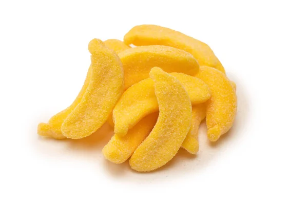 Saftige Bunte Gelee Bananen Bonbons Isoliert Auf Weiß Gummibonbons — Stockfoto