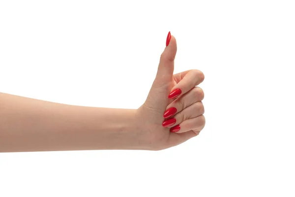 Frau Hand Symbol Ist Böse Isoliert Auf Weißem Hintergrund — Stockfoto