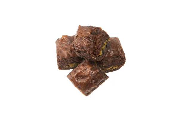 Baklava Chocolate Turco Aislado Sobre Fondo Blanco — Foto de Stock