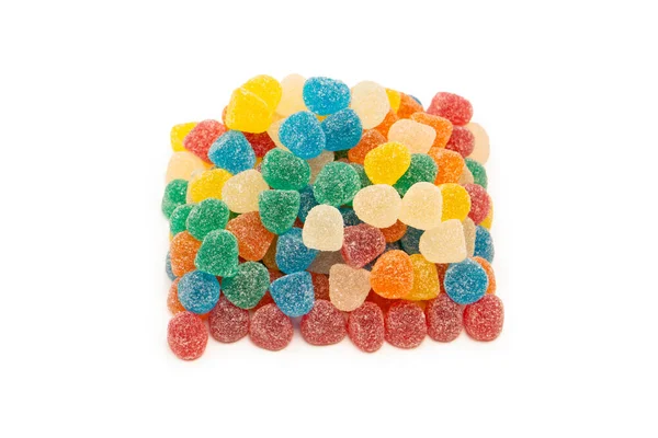 Diverse Kleurrijke Gummisnoepjes Geïsoleerd Een Witte Achtergrond Bovenaanzicht Jelly Snoepjes — Stockfoto