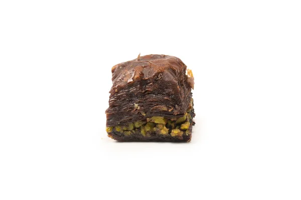 Baklava Chocolate Turco Aislado Sobre Fondo Blanco —  Fotos de Stock