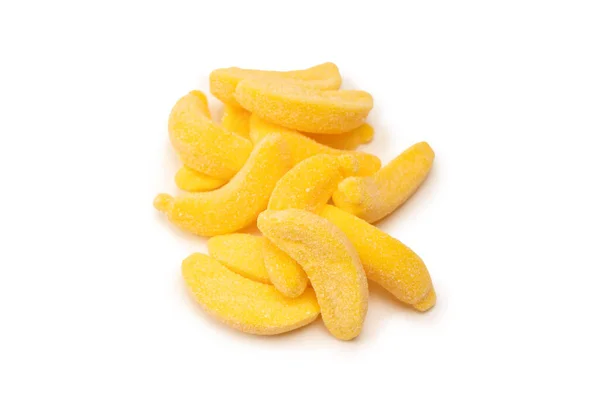 Saftiga Färgglada Gelé Banan Sötsaker Isolerad Vitt Gummigodis — Stockfoto