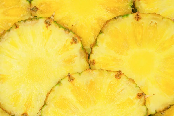 Pineapple Juicy Yellow Slices Background Top View — Stock Photo, Image