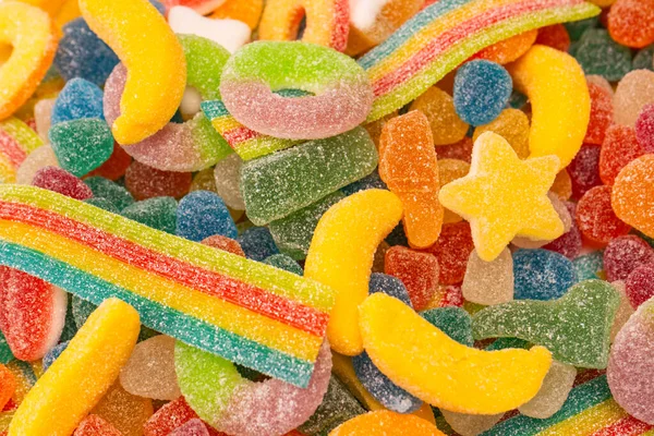 Assorted Gummy Candies Top View Jelly Sweets — Stock Photo, Image
