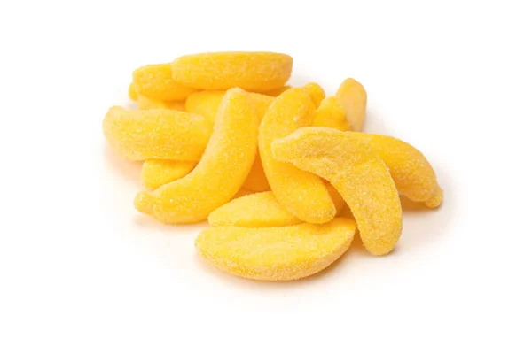 Saftige Bunte Gelee Bananen Bonbons Isoliert Auf Weiß Gummibonbons — Stockfoto