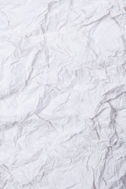 Buruşmuş beyaz kağıt arka plan. Üst görünüm. 