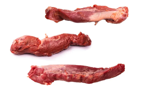 Raw Pork Tenderloin Isolated White Background Fresh Meat — Foto de Stock