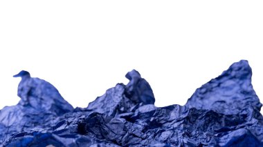 Buruşmuş mor kağıt beyaz arka planda izole edilmiş. Boşluğu kopyala. 