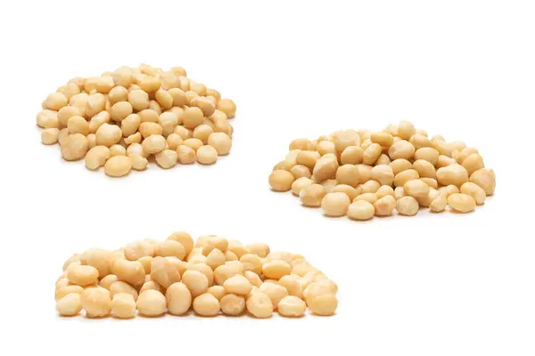 Macadamia Nuts Isolated White Background Top View — Stock Photo, Image
