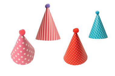 Bright and colorful birthday cap isolated on a white background. Holidays cocept. 