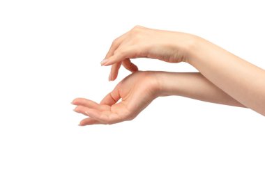 γυναίκα χέρι απομονωθεί σε λευκό φόντο. 