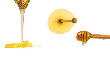 Beyaz arka planda ballı Dipper. Metin veya tasarım için boşluk. 