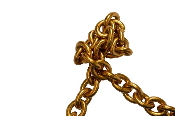 Zlatý Řetěz Izolovaný Bílém Pozadí Horní Pohled — Stock fotografie