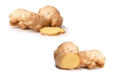 Zencefil Kökü Beyaz Arkaplanda İzole Edildi.