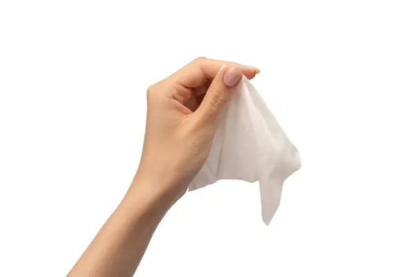 Pulire Umido Una Mano Donna Isolata Uno Sfondo Bianco Lavarsi — Foto Stock