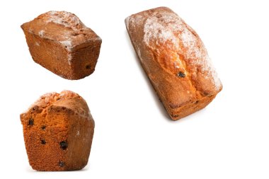 A cupcake with raisins isoalted on a white background. Muffin. 