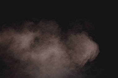 Siyah arka planda beyaz buhar. Boşluğu kopyala.