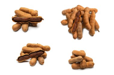 Beyaz arka planda izole edilmiş tatlı demirhindi. Üst görünüm. 