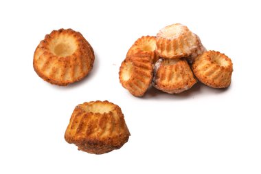 A cake made of cottage cheese isolated on a white background. 