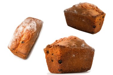 A cupcake with raisins isoalted on a white background. Muffin. 