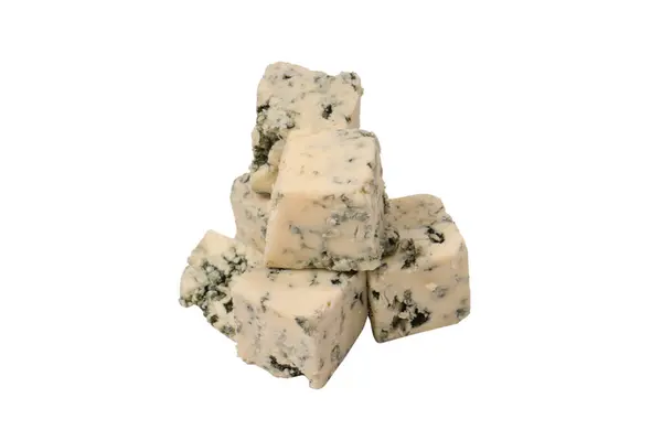 Beyaz Arka Planda Izole Edilmiş Mavi Peynir Küpleri Üst Görünüm Telifsiz Stok Fotoğraflar