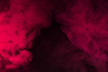 Siyah arka planda kırmızı buhar. Boşluğu kopyala.