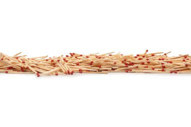 Arka planda izole edilmiş yeni kibrit çöpleri. Üst görünüm. 