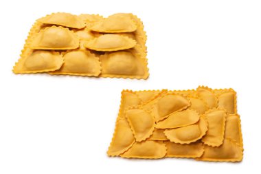 Arka plan olarak çiğ ravioli. Sağlıklı İtalyan yemekleri.. 