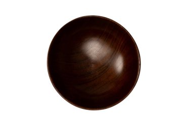 Beyaz arka planda izole edilmiş boş ahşap kase.. 