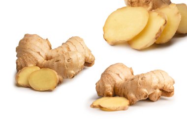 Zencefil Kökü Beyaz Arkaplanda İzole Edildi.