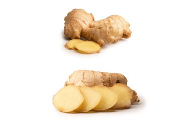 Zencefil Kökü Beyaz Arkaplanda İzole Edildi.