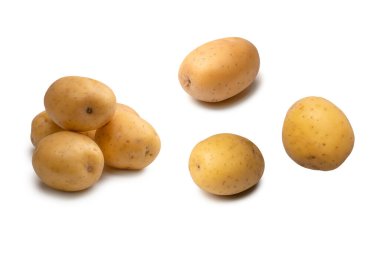 A group of fresh tasty potato isolated on a white background. 