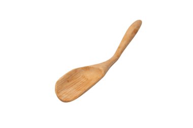 Baharatlar için ahşap spatula, beyaz arka planda izole edilmiş çay.. 
