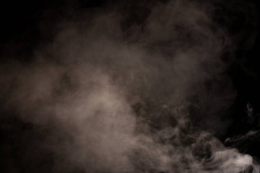 Siyah arka planda beyaz buhar. Boşluğu kopyala.