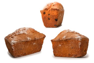 A cupcake with raisins isoalted on a white background. Muffin. 