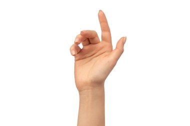 Kadın elleri beyaz bir arka planda izole edilmiş. Çıplak tırnak cilası. 