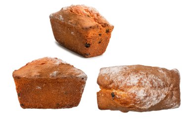 A cupcake with raisins isoalted on a white background. Muffin. 