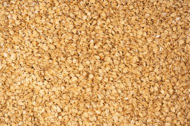 Arka plan olarak yulaf ezmesi. Üst görünüm. 
