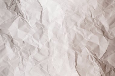Buruşmuş beyaz kağıt arka plan. Üst görünüm. 