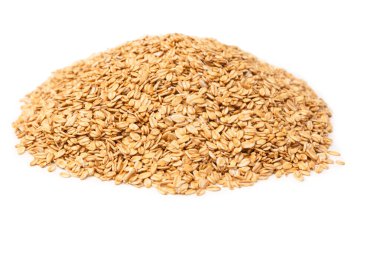 Beyaz arka planda yulaf ezmesi. Üst görünüm. 