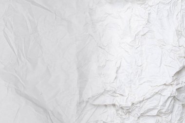 Buruşmuş beyaz kağıt arka plan. Üst görünüm. 